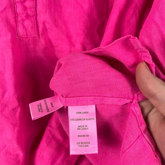 Lilly Pulitzer Mialeigh Elbow Sleeve Linen Top size 12 in passion fruit pink - Picture 4 of 8